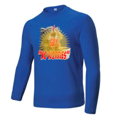 Funny cat illustration with coffee and sunburst - Mens Special Tee - Mens Long Sleeve Rashie Thumbnail