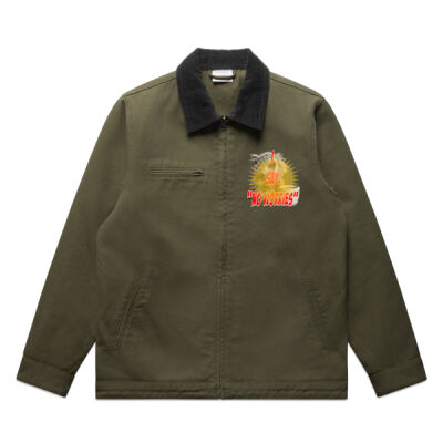 Funny cat illustration with coffee and sunburst - Mens Special Tee - Canvas Cord Collar Jacket Thumbnail