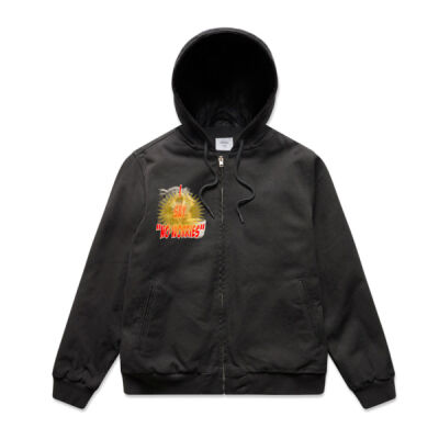 Funny cat illustration with coffee and sunburst - Mens Special Tee - Canvas Bomber Hood Jacket Thumbnail