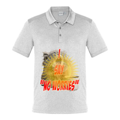 Funny cat illustration with coffee and sunburst - Mens Special Tee - Mens Aero Short Sleeve Polo Thumbnail