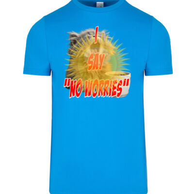 Funny cat illustration with coffee and sunburst - Mens Special Tee - Men's Slim Fit T-shirt Thumbnail