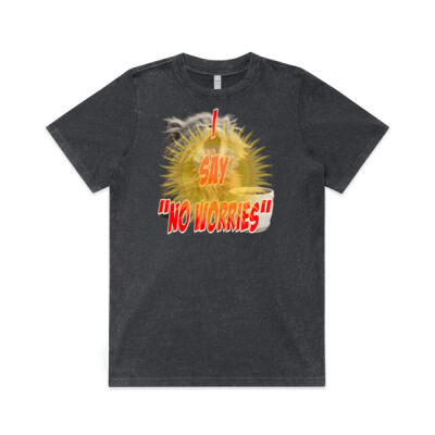 Funny cat illustration with coffee and sunburst - Mens Special Tee - Wo's Stone Wash Heavy Tee Thumbnail