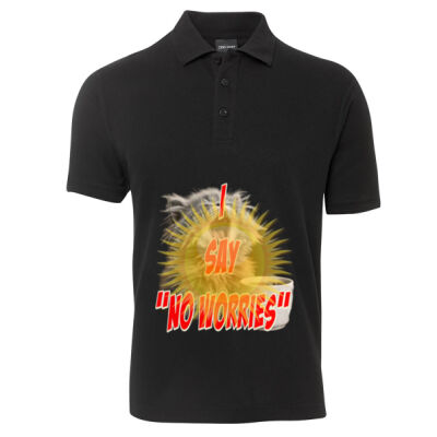 Funny cat illustration with coffee and sunburst - Mens Special Tee - Pique Polo Thumbnail