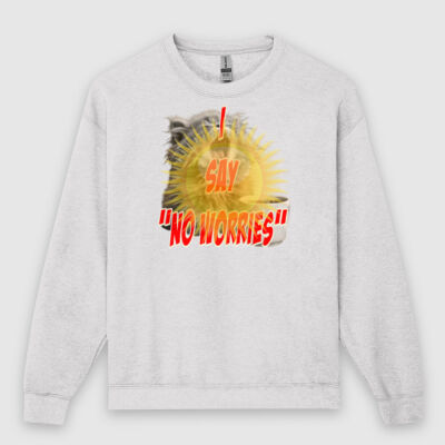 Funny cat illustration with coffee and sunburst - Mens Special Tee - Heavy Blend Adult Crewneck Sweatshirt Thumbnail