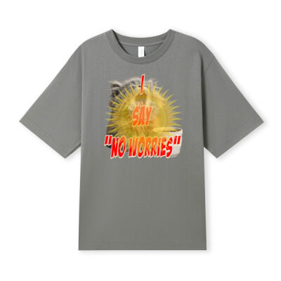 Funny cat illustration with coffee and sunburst - Mens Special Tee - Unisex Oversize Easyfit Tees Thumbnail