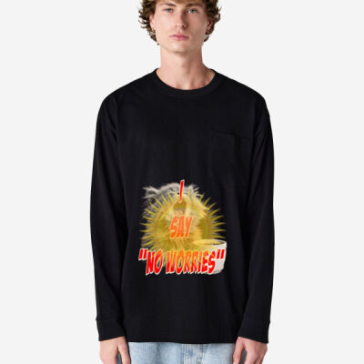 Funny cat illustration with coffee and sunburst - Mens Special Tee - Super Heavyweight Oversized Long Sleeve T-Shirt with Pocket Thumbnail