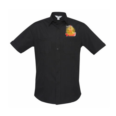 Funny cat illustration with coffee and sunburst - Mens Special Tee - Mens Bondi Short Sleeve Shirt Thumbnail