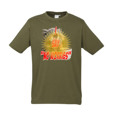 Funny cat illustration with coffee and sunburst - Mens Special Tee - Mens Ice Short Sleeve Tee Thumbnail