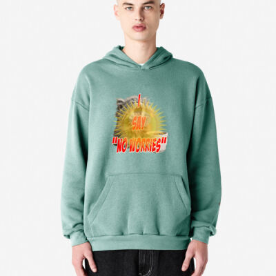 Funny cat illustration with coffee and sunburst - Mens Special Tee - ReFlex Fleece Unisex Pullover Hoodie Thumbnail
