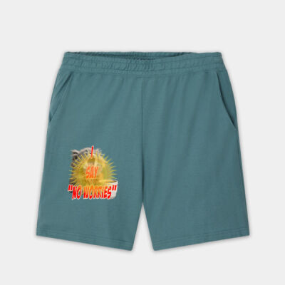 Funny cat illustration with coffee and sunburst - Mens Special Tee - Pique Unisex Gym Shorts Thumbnail