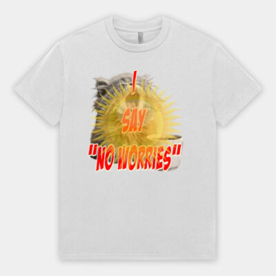 Funny cat illustration with coffee and sunburst - Mens Special Tee -  Heavyweight Cotton Unisex T-Shirt Thumbnail