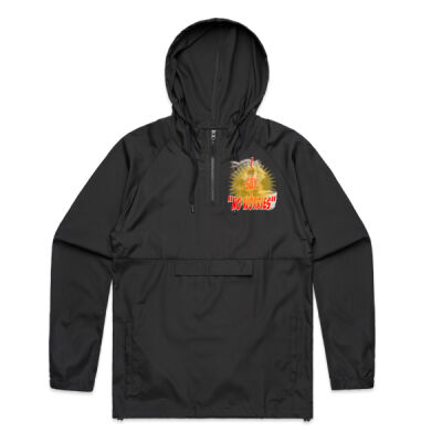 Funny cat illustration with coffee and sunburst - Mens Special Tee - Mens Cyrus Windbreaker Thumbnail