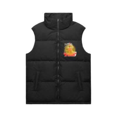 Funny cat illustration with coffee and sunburst - Mens Special Tee - Puffer Vest Thumbnail