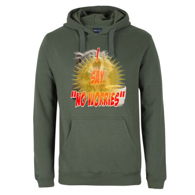 Funny cat illustration with coffee and sunburst - Mens Special Tee - JB's Adults P/C Pop Over Hoodie Thumbnail