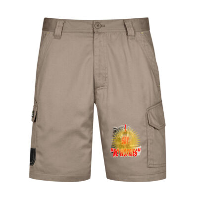 Funny cat illustration with coffee and sunburst - Mens Special Tee - Mens Summer Cargo Short Thumbnail
