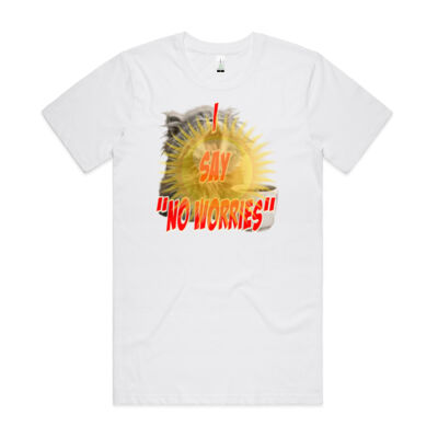 Funny cat illustration with coffee and sunburst - Mens Special Tee - Organic Tee Thumbnail