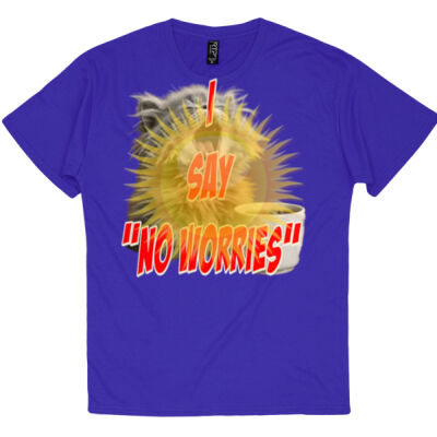 Funny cat illustration with coffee and sunburst - Mens Special Tee - ON SALE Unisex Tshirt    Thumbnail