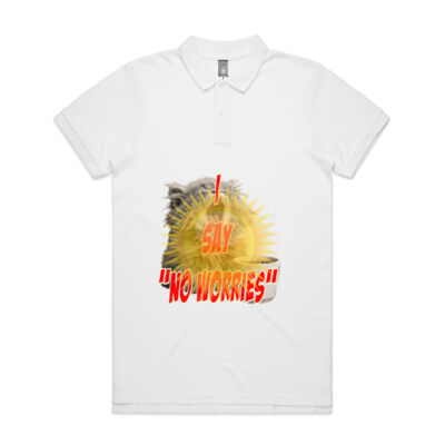 Funny cat illustration with coffee and sunburst - Mens Special Tee - Pique Polo Thumbnail