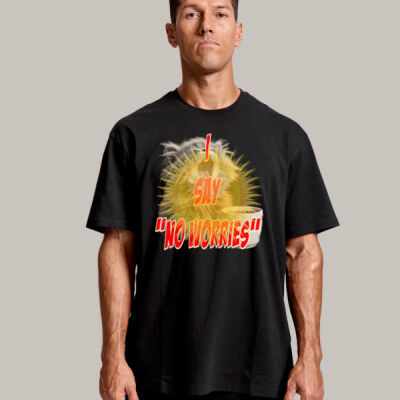 Funny cat illustration with coffee and sunburst - Mens Special Tee - Simple Tee Hemp - UNISEX  Thumbnail