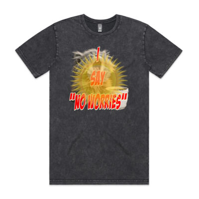 Funny cat illustration with coffee and sunburst - Mens Special Tee - Stonewash Staple Tee Thumbnail