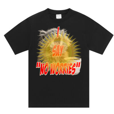 Funny cat illustration with coffee and sunburst - Mens Special Tee - Shaka Wear Max Heavyweight S/S Thumbnail