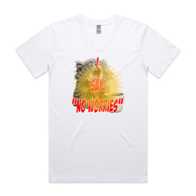 Funny cat illustration with coffee and sunburst - Mens Special Tee - V-Neck Tee Thumbnail