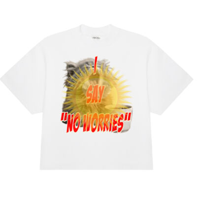 Funny cat illustration with coffee and sunburst - Mens Special Tee - Shaka Wear Max Heavyweight Oversized S/S Thumbnail