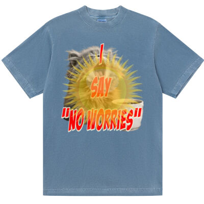 Funny cat illustration with coffee and sunburst - Mens Special Tee - Shaka Wear Max Heavyweight Garment Dye Thumbnail