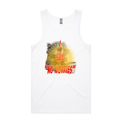 Funny cat illustration with coffee and sunburst - Mens Special Tee - Lowdown Singlet  Thumbnail