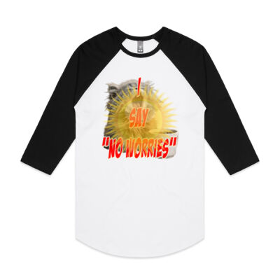 Funny cat illustration with coffee and sunburst - Mens Special Tee - Raglan Tee Thumbnail