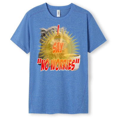 Funny cat illustration with coffee and sunburst - Mens Special Tee - Men's / Unisex Greatness Heather T-shirt Thumbnail
