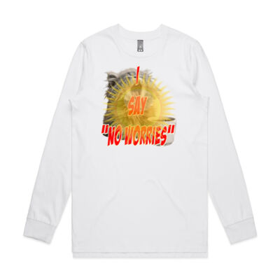 Funny cat illustration with coffee and sunburst - Mens Special Tee - Base Long Sleeve Thumbnail