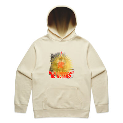 Funny cat illustration with coffee and sunburst - Mens Special Tee - Mens Relax Hood Thumbnail