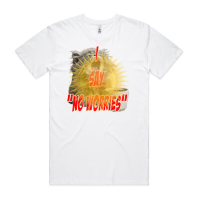 Funny cat illustration with coffee and sunburst - Mens Special Tee - Basic Tee Thumbnail