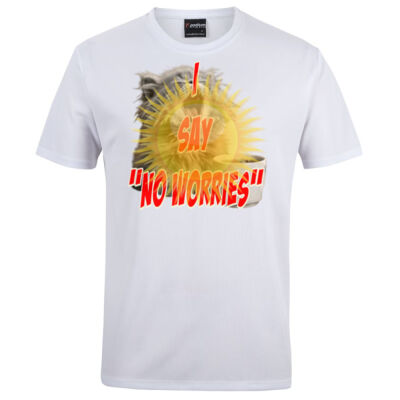Funny cat illustration with coffee and sunburst - Mens Special Tee - Adults Podium Poly Tee Thumbnail