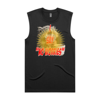 Funny cat illustration with coffee and sunburst - Mens Special Tee - Staple Active Tank Thumbnail