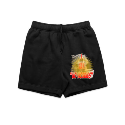 Funny cat illustration with coffee and sunburst - Mens Special Tee - Mens Relax Track Shorts  Thumbnail
