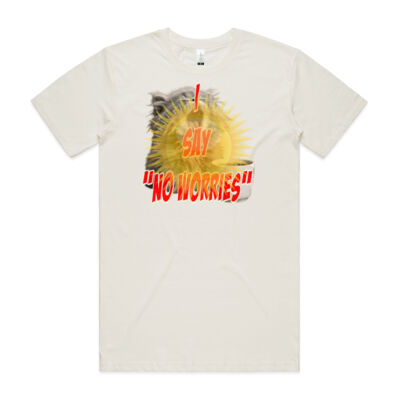 Funny cat illustration with coffee and sunburst - Mens Special Tee - Organic Staple Tee Thumbnail